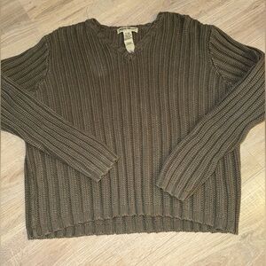 Eddie Bauer Olive Green Chunky Ribbed Sweater